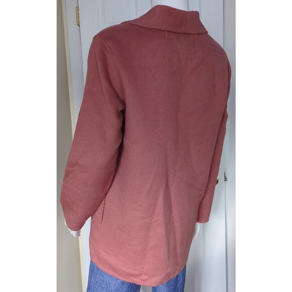 TAHARI Wool Blend Dusty Rose Long Line Open Front Mid Length Jacket Women's Med - Picture 8 of 8